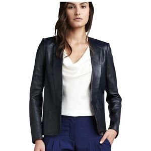 Theory Leather Blazer - Navy Blue - US 4
